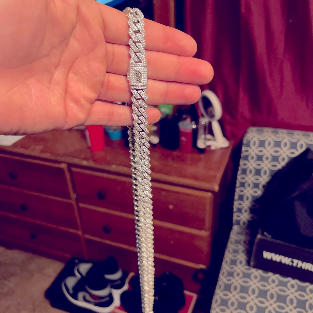 Diamond Prong Link Necklace 14k White Gold Plated